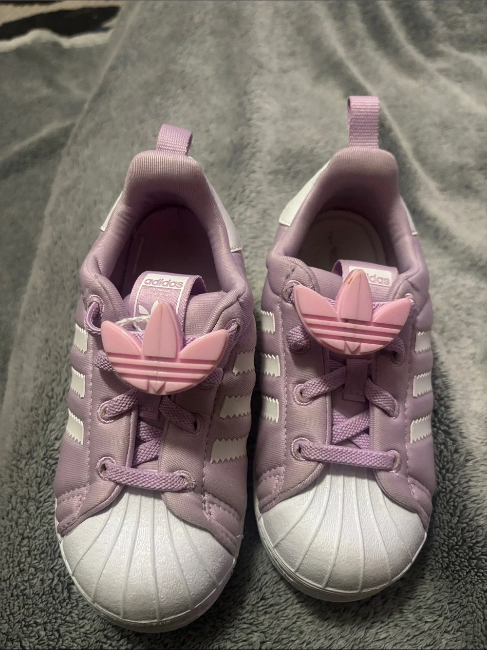 adidas Kids Pink Lace-Lock Sneakers with White Shell Toe